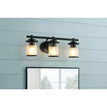 Hampton Bay Truitt 23.25" 3-LIGHT Matte Black Vanity Clear Frosted Glass Shades. Fixed Price $32.99.