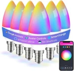 6 E12 Smart Bulbs, Alexa Wifi Candelabra Pack, Multicolor. Fixed Price $55.42.