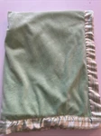 Green Plush Sherpa W Striped Satin Edge Baby Blanket Vguc. Fixed Price $28.00.