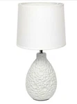 LT2003-WHT Simple Designs Texturized Stucco Ceramic 14" Oval Table Lamp White. Fixed Price $16.87.