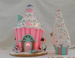 New 2025 Trimsetter Gingerbread Light Up Led "round Pink House" 9.5"T X 7.5". Fixed Price $69.99.
