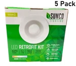 Sunco Lighting White Dimmable Led Baffle Trim Retrofit Kit Bulk Pack 5 Lights. Fixed Price $49.99.