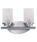 New Corona Bathroom Vanity Lights W/2 Shades 12" Satin Nickel Finish Maxim. Fixed Price $47.00.