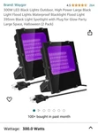 Waygor Brand 300 Black Lights ( 2 Units). Fixed Price $64.00.