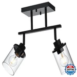 Miluces 2 Track Lighting Kit Black Bathroom Wall Lights Clear Glass Shade. Fixed Price $103.50.
