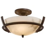Minka Lavery 687-14 Calavera Nutmeg 3 Light Semi Flush Alabaster Glass. Fixed Price $199.95.