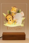 Custom Night Light Name, Personalized Led Acrylic Baby Animals W/ Wooden Base. Fixed Price $24.95.