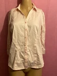 Dana Buchman Women's Light Pink Cotton 3/4 Sleeves Collar Button-up Shirt Size. Fixed Price $18.00.