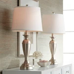 Blair Traditional Table Lamps 25" High Set Of Brushed Nickel White Shade House. Fixed Price $69.99.