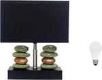 Elegant Designs 14IN Ceramic Stone Table Lamp, Black Shade Led. Fixed Price $28.00.