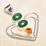 Handmade Elegant Orange/yellow Citrine 925 Sterling Silver Pendant 2.25" #P07414. Fixed Price $7.99.