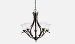 Kichler Lighting 2020TZ Dover 5 Chandelier W/ White Glass Tannery Bronze. Fixed Price $89.99.