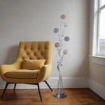 59" Silver Six Light Led Novelty Floor Lamp With Purple And White Metal Novel.... Fixed Price $160.19.