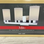 Canarm IVL429A03CH Milo 3-LIGHT Bath Vanity, Chrome & Flat Opal. Fixed Price $35.00.