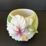 And Orchid Design Votive Holder Hummingbird Hibiscus Flower. Fixed Price $22.50.