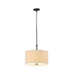 Hampton Bay Quincy 2-LIGHT Oil-rubbed Bronze Drum Pendant With Burlap Fabric Sha. Fixed Price $80.00.