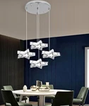Modern Star-shaped Crystal Led Pendant Light, Adjustable Height, 4 Lights. Fixed Price $95.00.