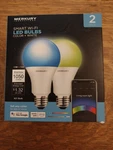 Smart Light Bulb, Multicolor A21 Led With Voice Control, 1050 Lumens - 2PACK. Fixed Price $16.99.