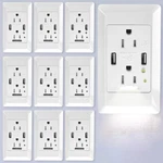 Wall Usb Charger Receptacle Outlet Led Night Lights Dual 4.2 Amp Ports 10PCS. Fixed Price $159.41.