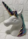 Unicorn Ceramic Piggy Bank Rainbow Chrome Accents From Concepts Time Euc 7. Fixed Price $29.99.