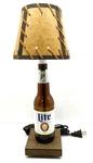 Miller Lite Beer Bottle Table Lamp Bar Pub Desk Light Double Laced Shade & Bulb. Fixed Price $58.49.
