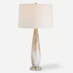 Elegant White Art Glass Mottled Metallic Gold Table Lamp 29 In Contemporary. Fixed Price $379.20.