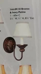 World Imports Bronze Single Light 60CTC Shaded Wall Sconce 744-89/18. Fixed Price $18.50.