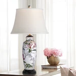 Song Bird And Garden Lily 31" High Ginger Jar Porcelain Table Lamp. Fixed Price $294.99.