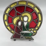 Cast Iron Stained Glass Candle Holder Nativity Scene **see Description. Fixed Price $15.00.