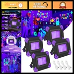 Rechargeable Portable Black Lights - Battery Powered Uv Glow Party Set, 4 Packs. Fixed Price $107.99.