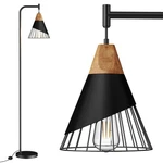 67" Industrial Floor With Wood & Black Metal Shade, Modern Standing Lamp.... Fixed Price $90.71.