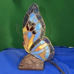 Tiffany Style Butterfly Accent Table Lamp Night Light 10" Tall Stained Glass. Fixed Price $40.00.