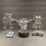 Star Wars 3D Lamp: Vader, Stormtrooper, & Grogu-remote-aa Battery Micro Usb. Fixed Price $11.98.