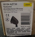Kichler 16154 AZT30 Led Landscape Accent Light Bronze 3000K. Fixed Price $64.99.