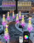 Smart Spiral Christmas Pathway Lights, 16M Color, Timer, App, Music Sync, 8-PACK. Fixed Price $79.98.