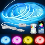 Bluetooth Usb Rgb Cob Led Strip Lights 5V With Remote Control 6.56FT/2M Music.... Fixed Price $30.34.