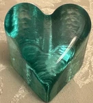 Fire & Light Signed Recycled Glass Heart Paperweight Aqua And. Fixed Price $65.00.