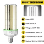 277-480V Industrial Led Corn Bulb 200W Warehouse Highbay Lighting E39 Base. Fixed Price $87.20.