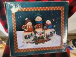 Christmas Collection Winter Snowman Hat Scaft Coats Trio Camp Fire Night Light. Fixed Price $21.00.