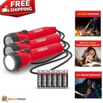 Portable 3-PACK Red Led Flashlights Reliable Lighting For Outdoor Adventures. Fixed Price $25.89.
