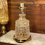 Vintage Leviton Glass Lamp Table W/ Night Light Gold Tone Base Diamond Pattern. Fixed Price $69.00.