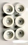 Lot Of 6 1493 Elco 4" White Baffle Trims--gimble--lenses Included. Fixed Price $50.00.