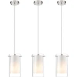 Elegant 3-LIGHT Pendant With Adjustable Height Brushed Nickel Finish. Fixed Price $129.49.