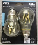Feit 4 Pack 60W Replacement Bulbs Clear E26 Base 5000K BPA1560950CAFIL/2/RP. Fixed Price $20.00.