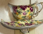 Chintz Teacup & Saucer Royal Victorian Multi Color Roses. Fixed Price $17.95.