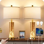 Goebleson 25.6" Gold Table Lamps Set Of 2, Tall Bedside With White. Fixed Price $117.17.