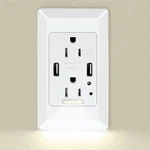 Electrical Outlet Wall Plate With Guidelight Led Night Lights Auto On/off Sensor. Fixed Price $21.22.