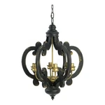 Benjara Aki 21" Carved Wood CHANDELIER-6 Lights-vintage Classic-black-gold. Fixed Price $378.99.