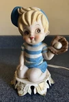 Vntg Aladdin Ceramic Baseball Catcher Night Light Works Great Nursery Decor. Fixed Price $27.94.