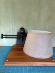 Elk Home Lanza Swing Arm Aged Sconce Bronze Finish W/ Beige Linen Shade 10291/1. Fixed Price $60.00.